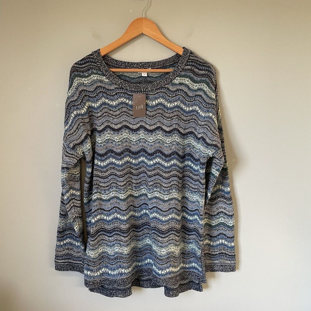 J. Jill Knit Sweater Twilite HM Cotton Blend Blue Patterned Women's Size Medium